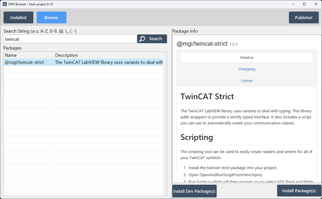 GPM installation of twincat-strict