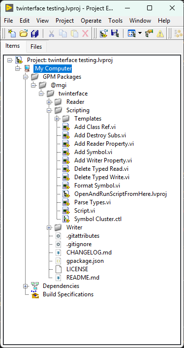 Project before Twinterface Script is run